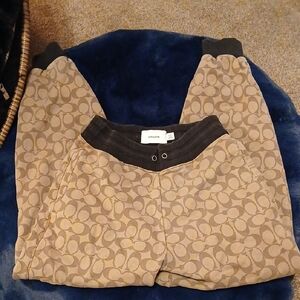 Coach Tan and Black Patterned Jogger Pants